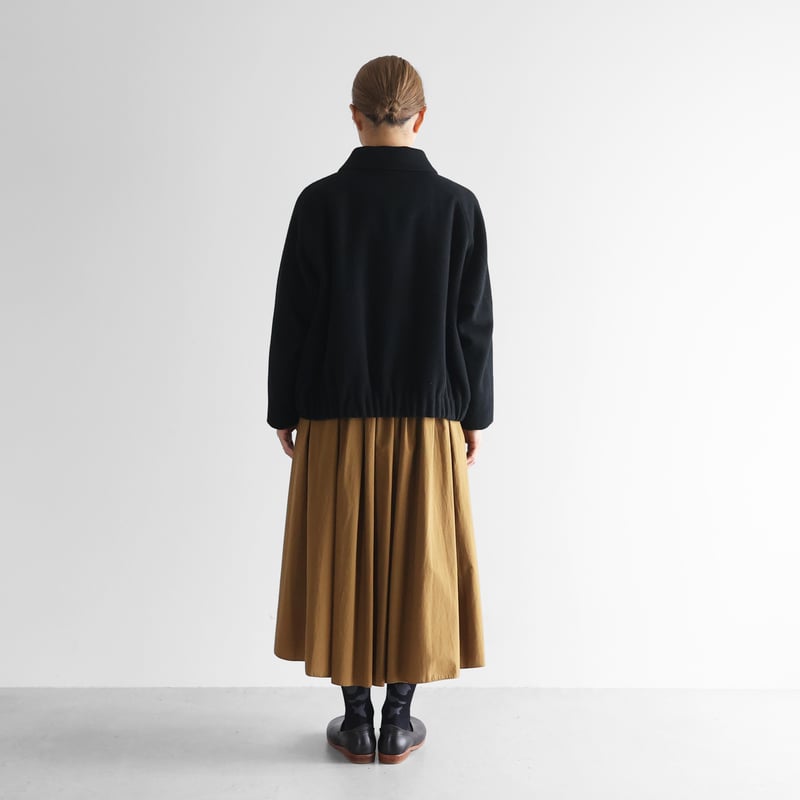 HUIS×尾州”縮絨ウールフランネルショートコート（ブラック）【ユニ