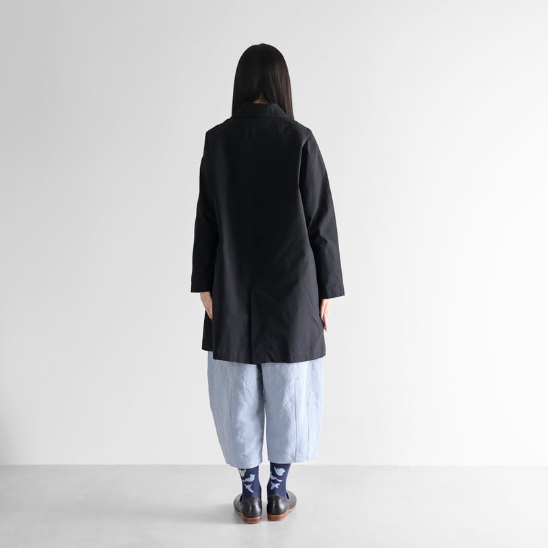 バフクロスステンカラーコート （ブラック）【ユニセックス】IH316
