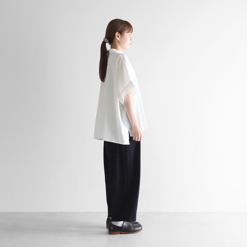 ギザコットンブロードスクエアワイドシャツ（白）【レディス