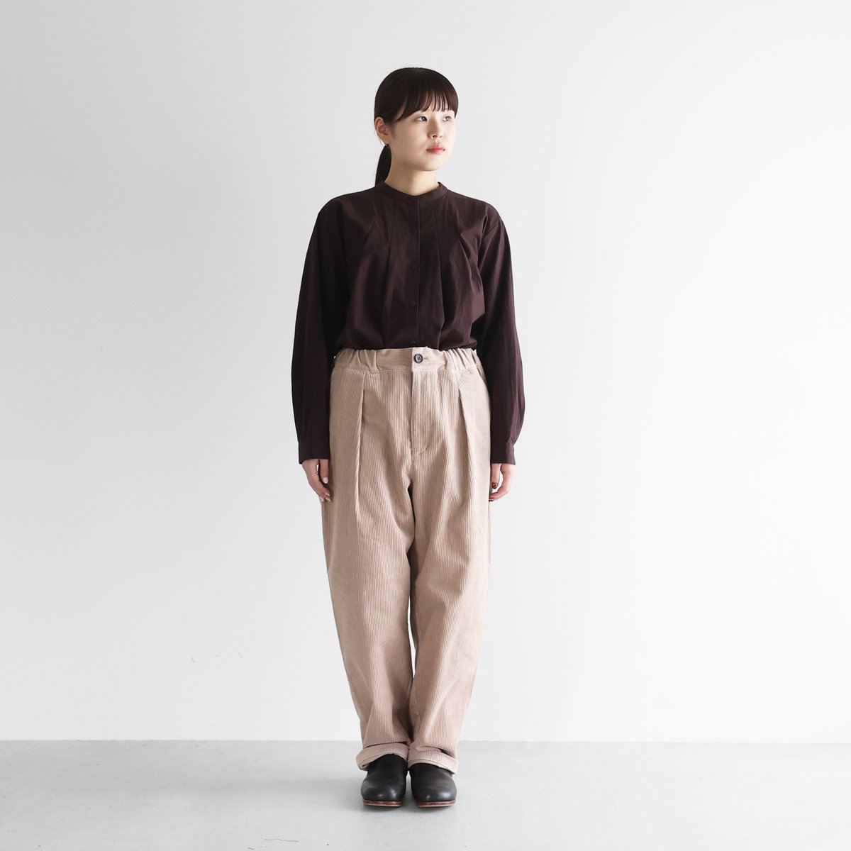 90sCAMBRIDGE3Dニットセーターコーデュロイパンツベージュ太畝 シャトルコーデュロイセミワイドパンツ（太畝・ピンクベージュ）【ユニ