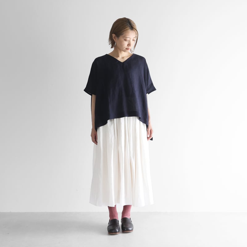 オールドレピアリネンロングスカート（白）【レディス】U402 | HUIS