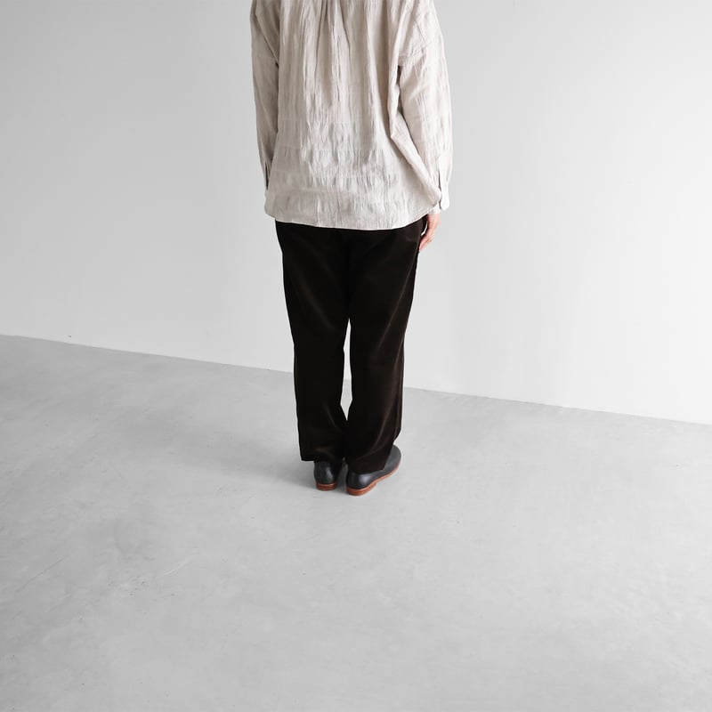 綿麻コーデュロイイージーワークパンツ（細畝・カーキブラウン）【ユニ