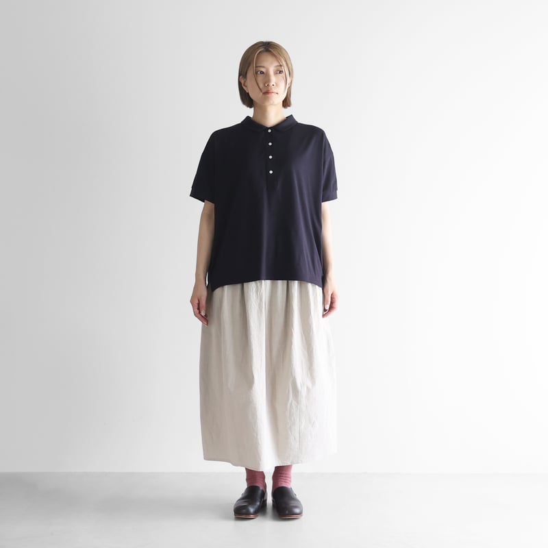 HUIS in house］SUVIN COTTON半袖ポロカットソー（ダークネイビー）【レ