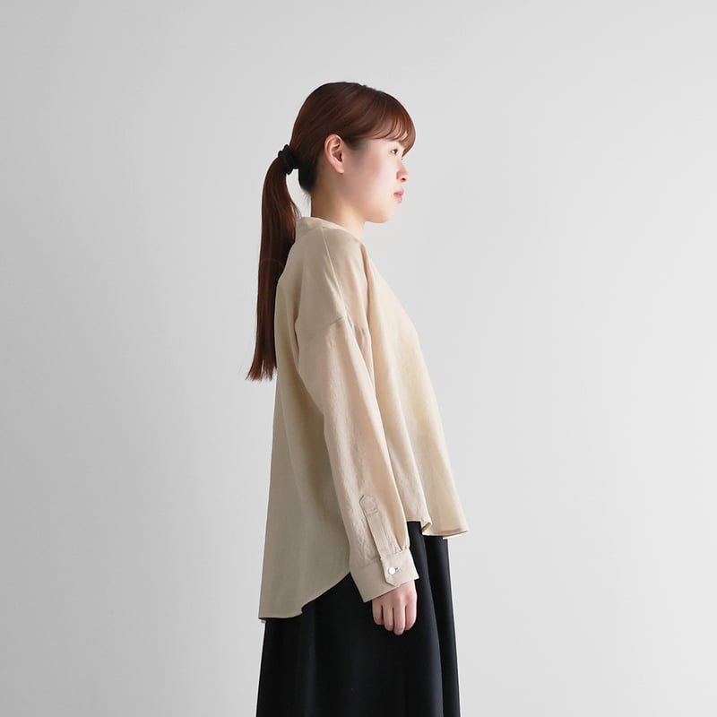 ウォッシャブルウールワイドブラウス(グレージュ)【レディス ウォッシャブルウールワイドブラウス(グレージュ)【レディス