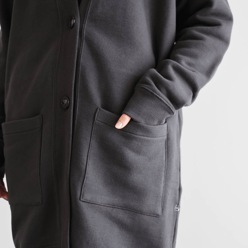 HUIS in house］SUVINスウェットロングカーディガン（ダークグレー