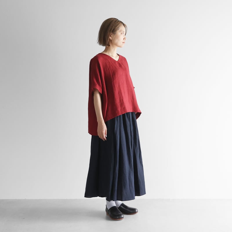 オールドレピアリネンロングスカート（ダークネイビー）【レディス