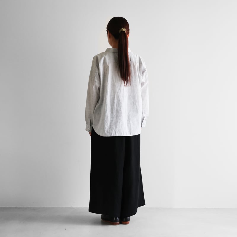 HUIS 遠州織物　シャトルリネンスカートパンツ（ブラック）505 シャトルリネンスカートパンツ【ユニセックス】505をリリース