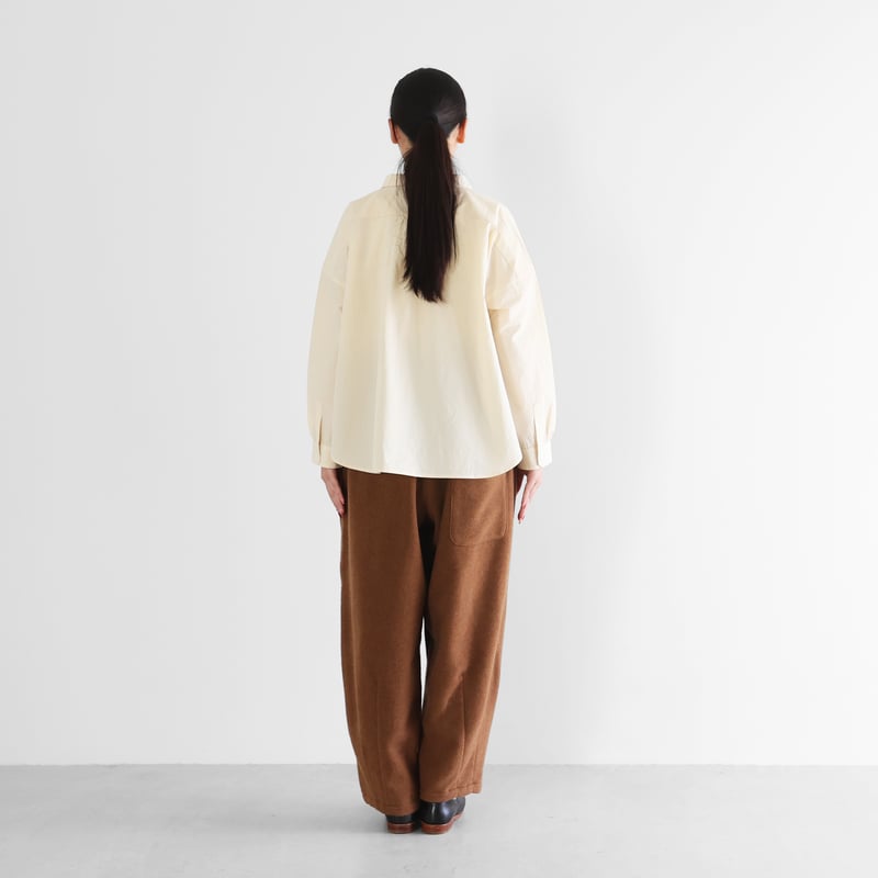 HUIS×尾州”縮絨ウールフランネルバルーンパンツロング（ブラウン