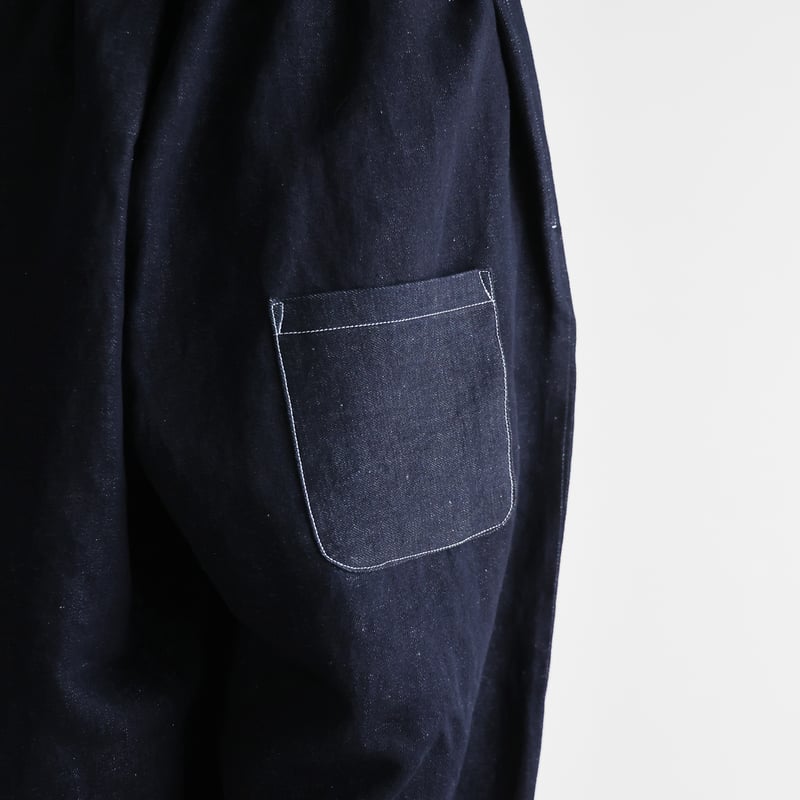 KAPITAL　魔女ブルマ　インディゴデニム　コットン　バルーンパンツ 日本製 HUIS×三備”綿麻シャトルデニムバルーンパンツ（インディゴ）【ユニ