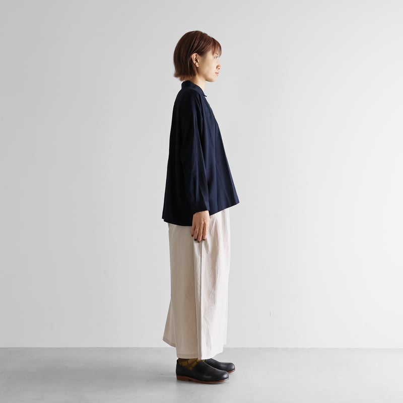 HUIS/遠州織物　綿ウールタイプライタークロススカートパンツ505 綿ウールタイプライタークロススカートパンツ（ブラック