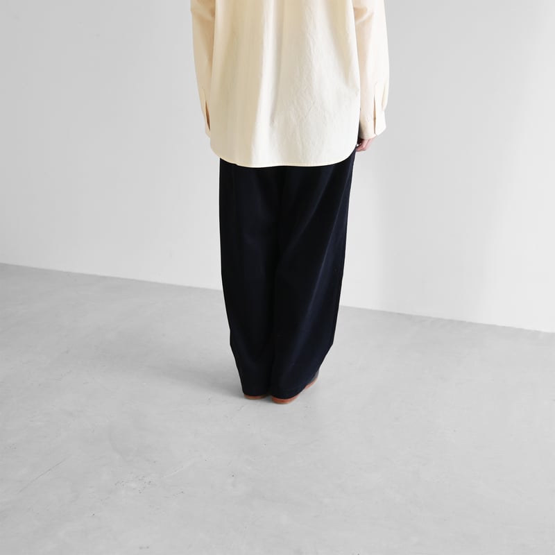 極細畝コーデュロイワイドパンツ（極細畝・ダークネイビー）【ユニ