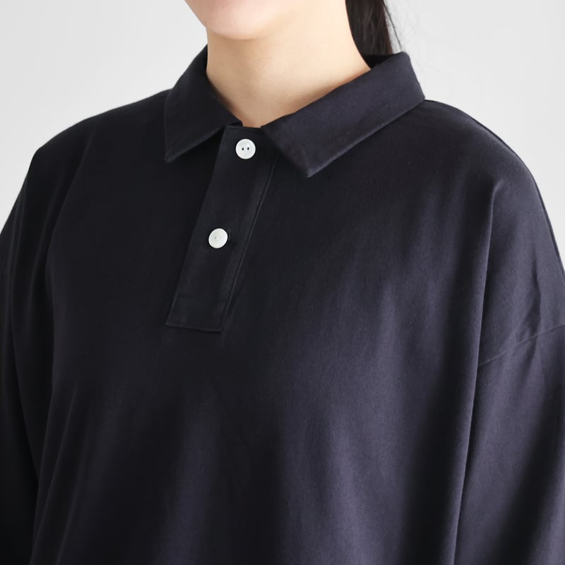 HUIS in house］SUVIN COTTONビッグポロカットソー（ダークネイビー）【