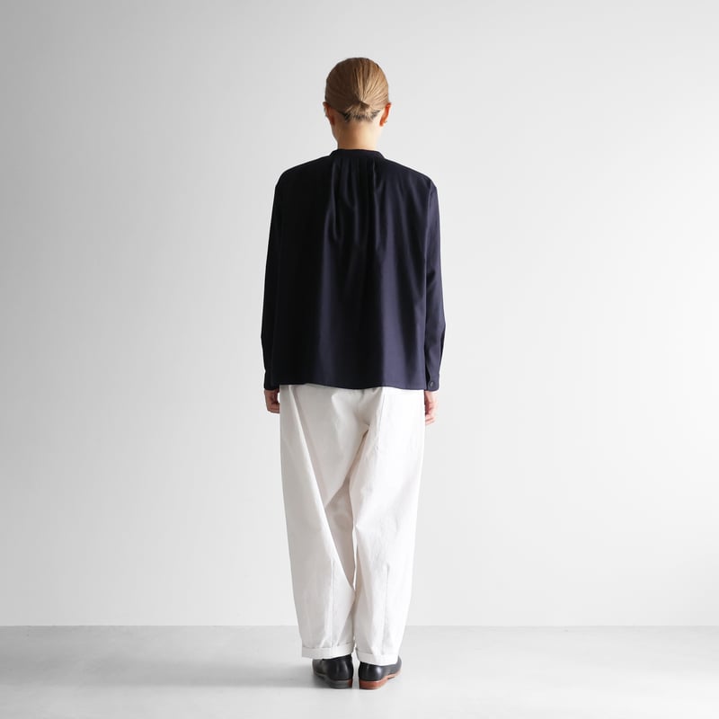 フランス綾タックブラウス（ダークネイビー）【レディス】U113 | HUIS