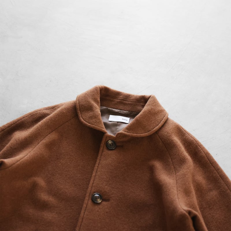 HUIS×尾州”縮絨ウールフランネルミドルコート （ブラウン）【ユニ