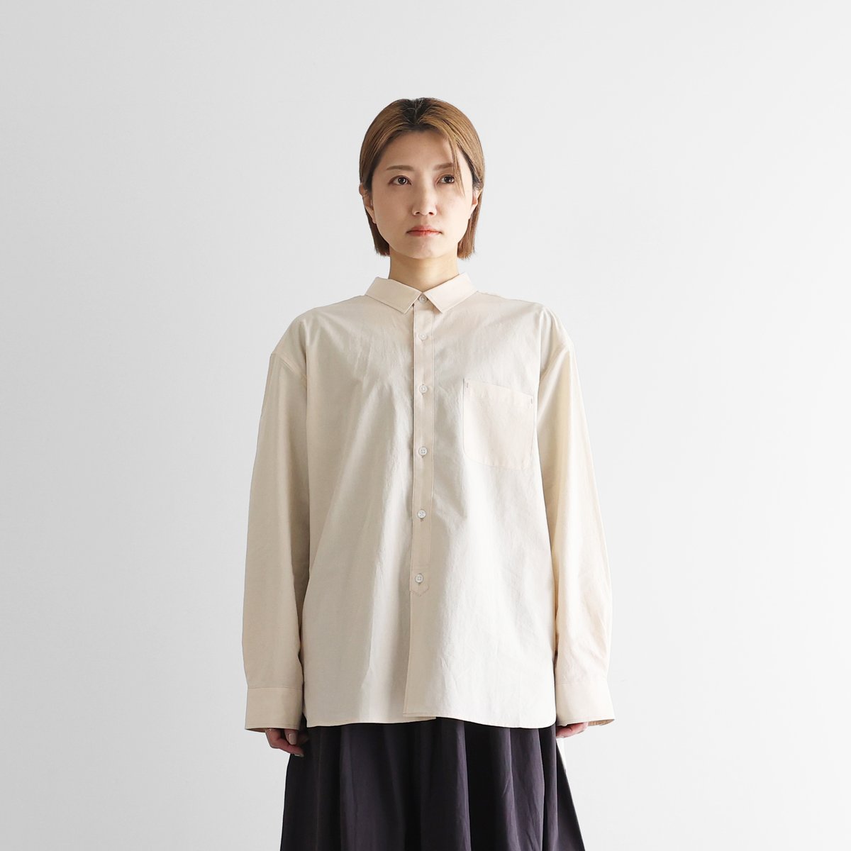 HUIS 棚田コットンビッグシャツ(きなり) 遠州織物×久留女木の棚田プロジェクト】棚田コットンビッグシャツ