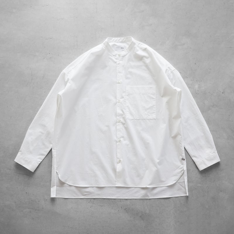 オーガニックコットンバンドカラーオーバーシャツ（白）【ユニセックス