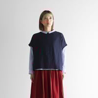 オールドレピアリネンロングスカートL（ダークネイビー）【レディス