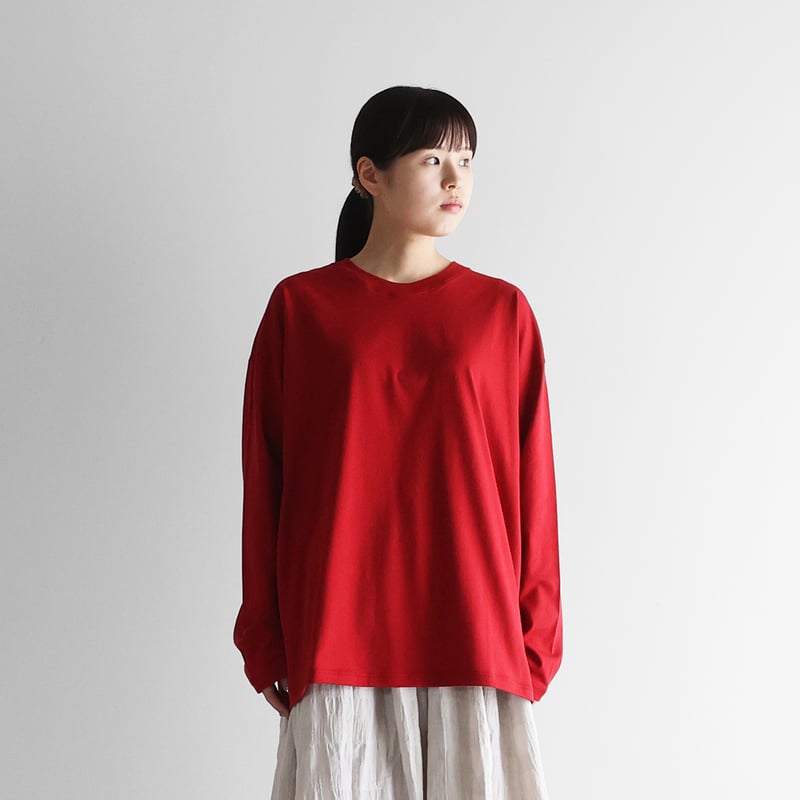 HUIS in house］SUVIN COTTONカットソーL（レッド）【ユニセックス】C