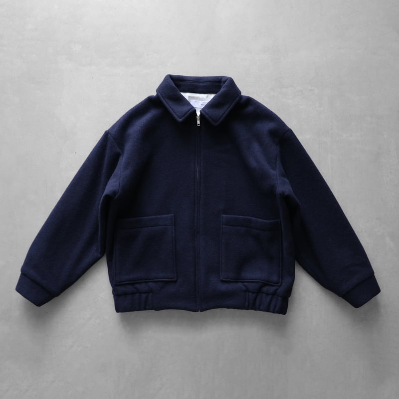 HUIS×尾州”縮絨ウールフランネルジップブルゾン(ダークネイビー HUIS×尾州”縮絨ウールフランネルジップブルゾン(ダークネイビー