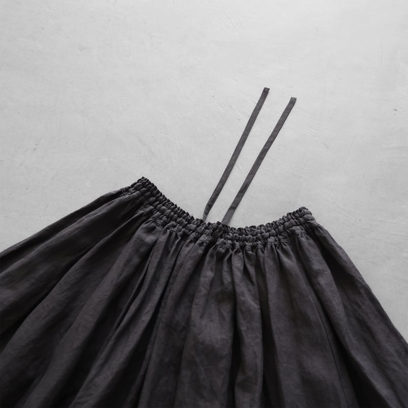 オールドレピアリネンロングスカート（チャコールグレー）【レディス