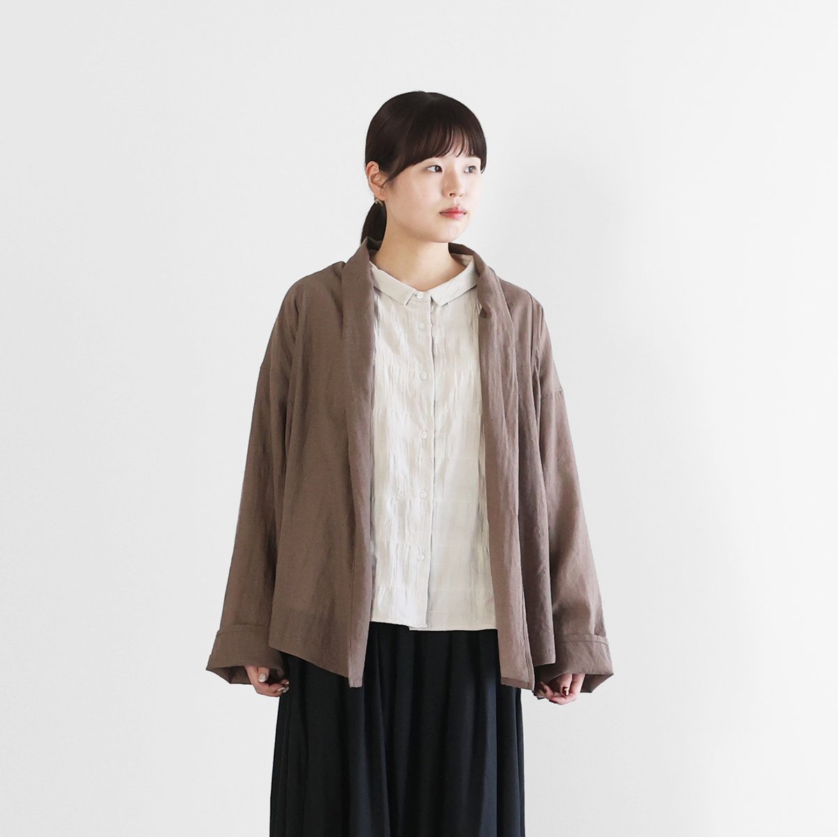 ウォッシャブルウールカーディガン（チャコールブラウン）【ユニ