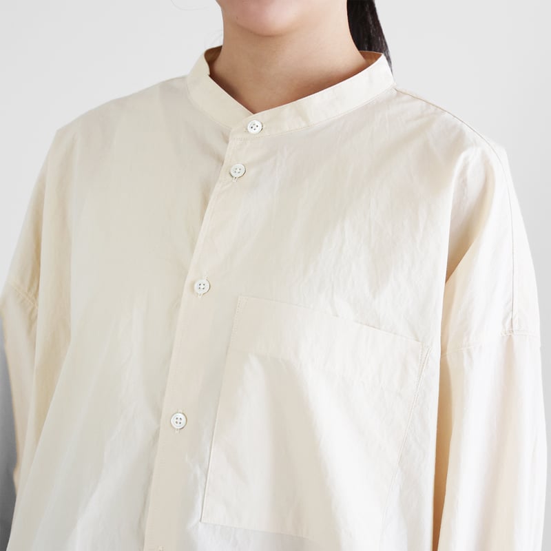 ばちばちタイプライタークロスバンドカラーオーバーシャツL（きなり