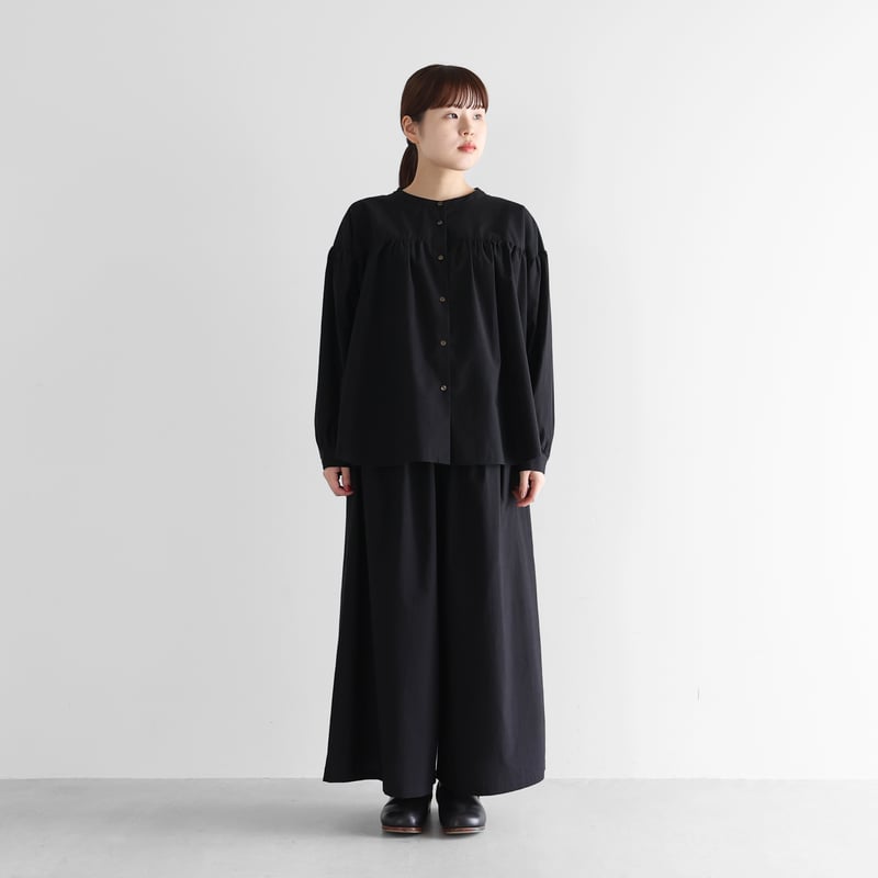 オーガニックコットンギャザーブラウス(ブラック)【レディス オーガニックコットンギャザーブラウス(ブラック)【レディス