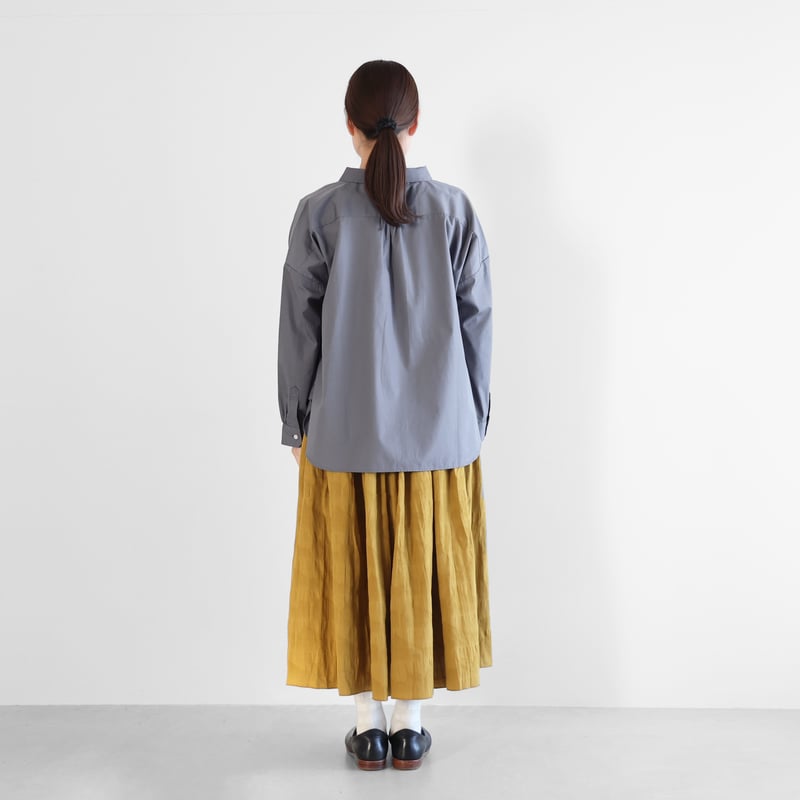 ギザコットンブロードワイドブラウス（スチールグレー）【レディス