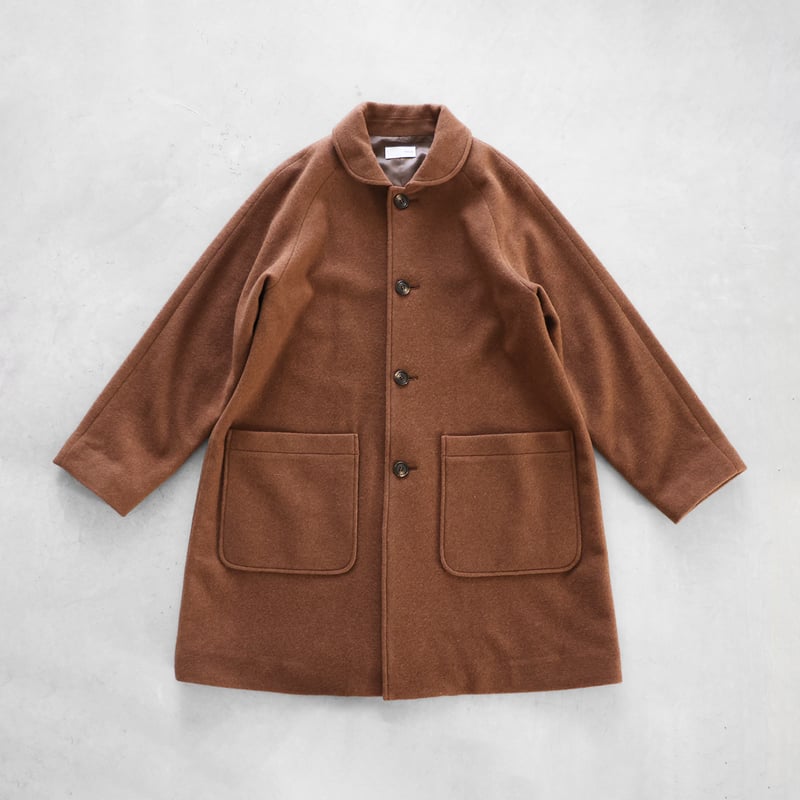 HUIS×尾州”縮絨ウールフランネルミドルコート （ブラウン）【ユニ