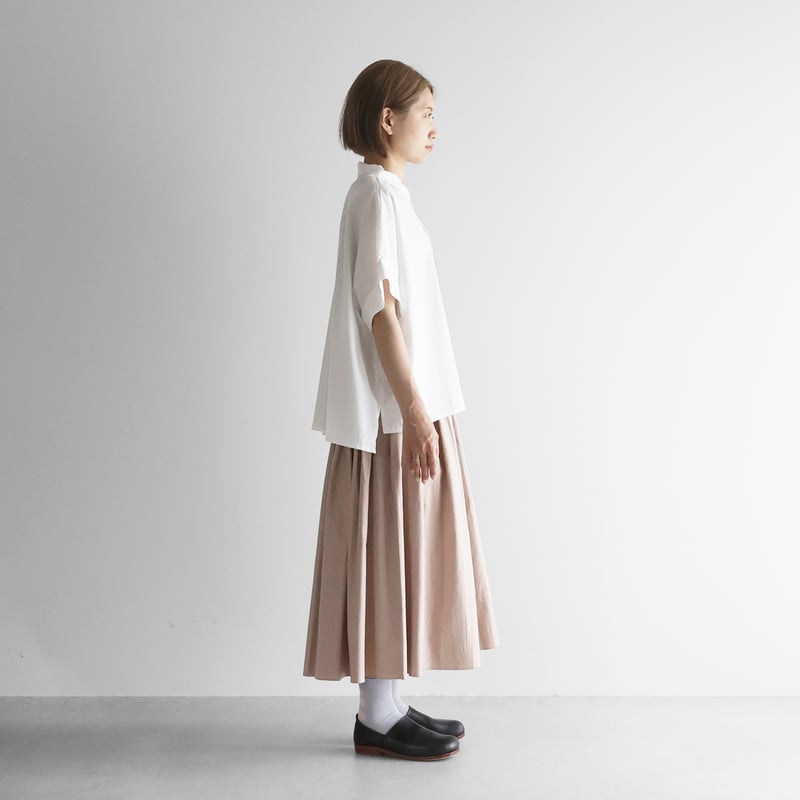 ギザコットンブロードスクエアワイドシャツ（白）【レディス