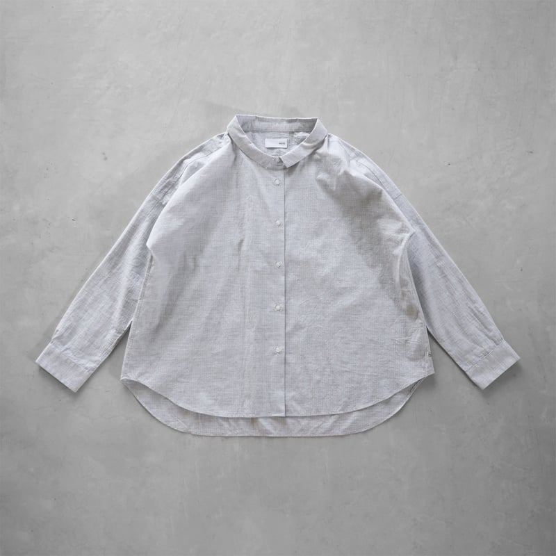 コードレーンワイドブラウスL(トップ糸グレーストライプ）【レディス