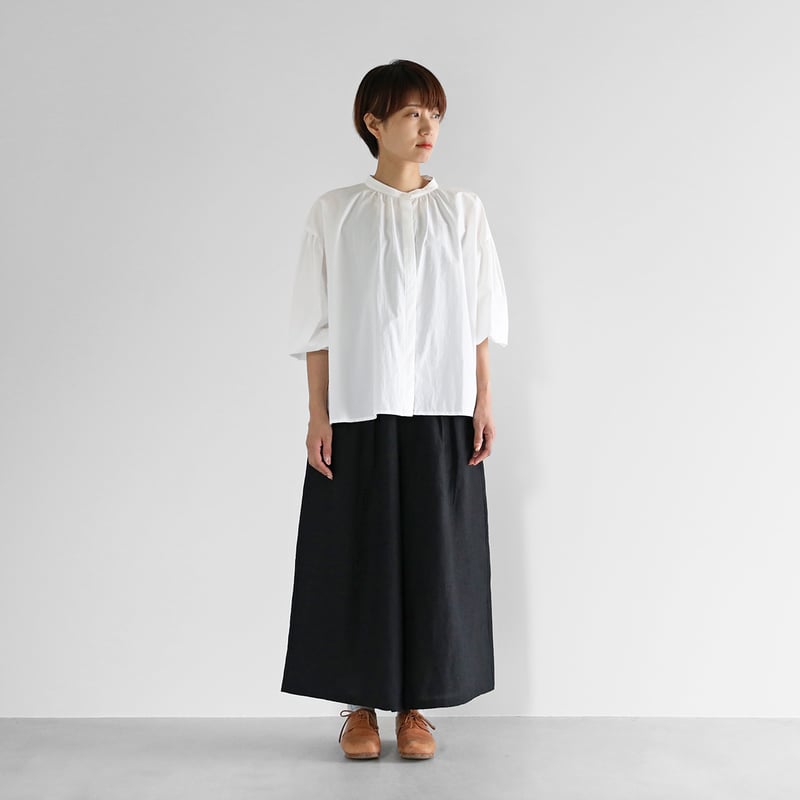 HUIS 遠州織物　シャトルリネンスカートパンツ（ブラック）505 シャトルリネンスカートパンツ（ブラック）【ユニセックス】505