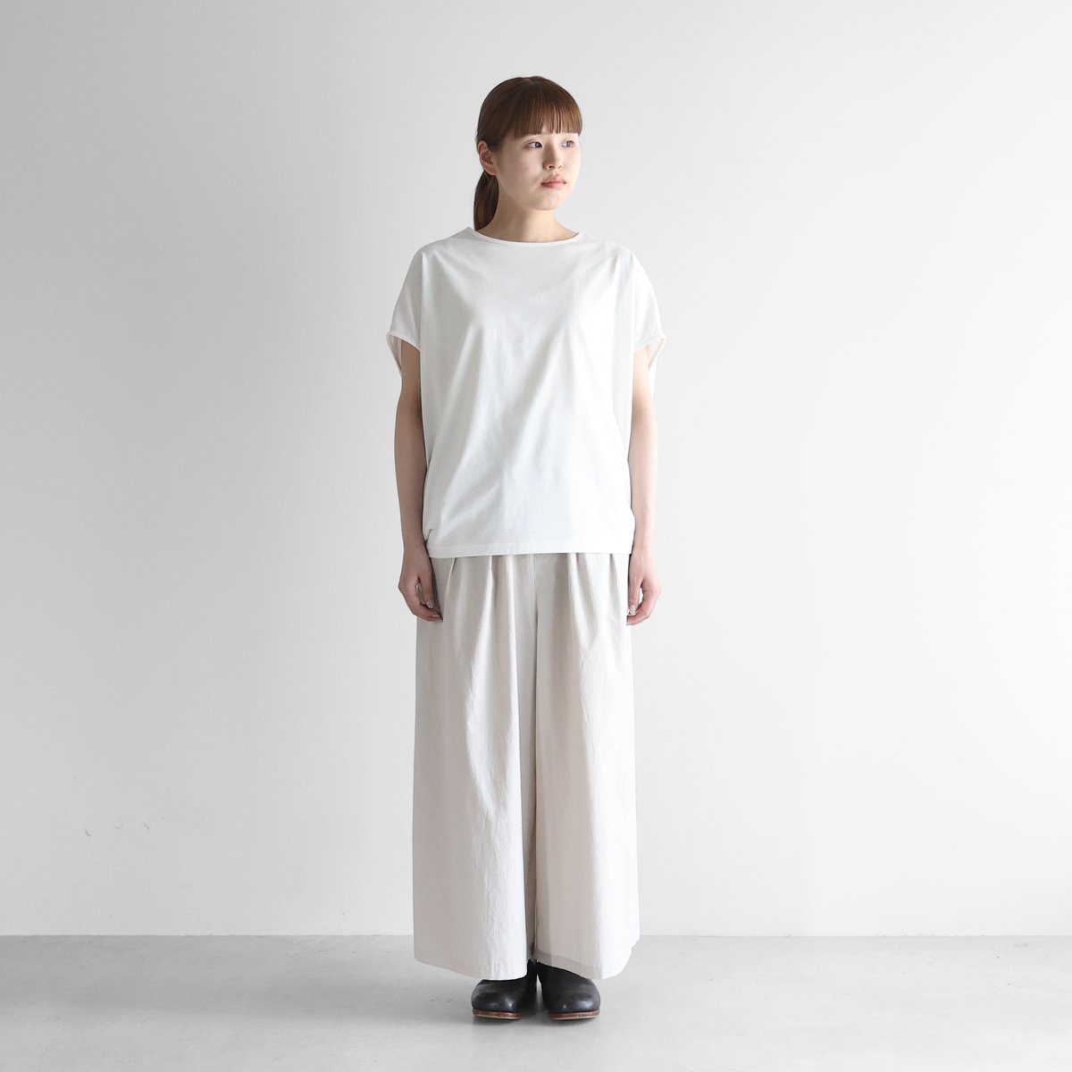 エンフォルド カットソー コクーン トップス フレンチスリーブ 変形 ゆったり HUIS in house］SUVIN COTTONフレンチスリーブコクーン