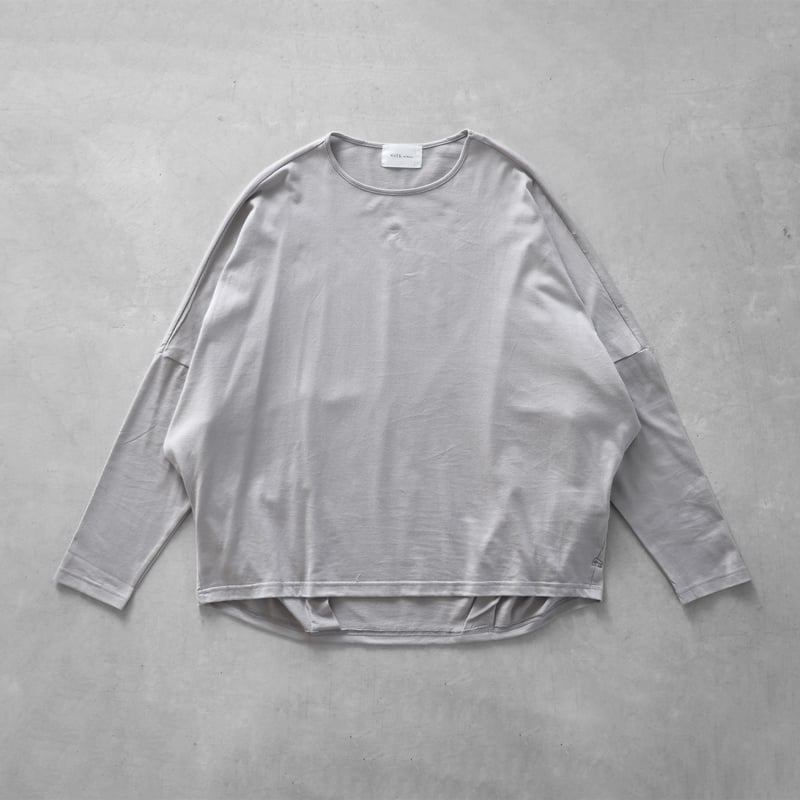 HUIS in house］SUVIN COTTON長袖コクーンカットソー（シルバーグレー）