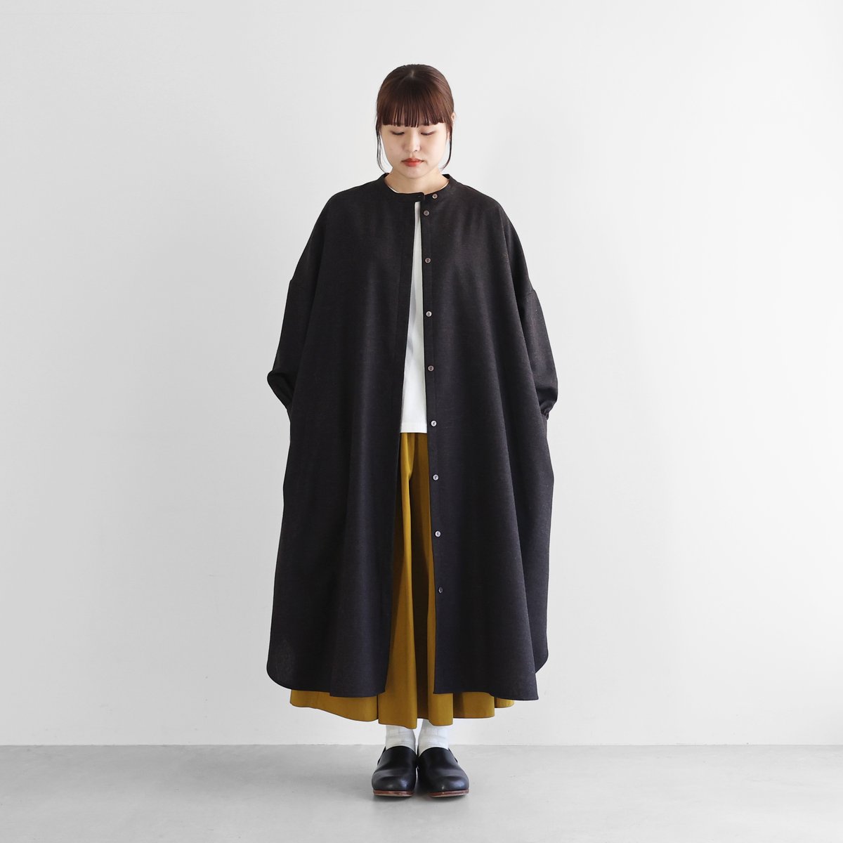 huis. みじんコール バルーンスリーブワンピースU212 グレー 仕切っ