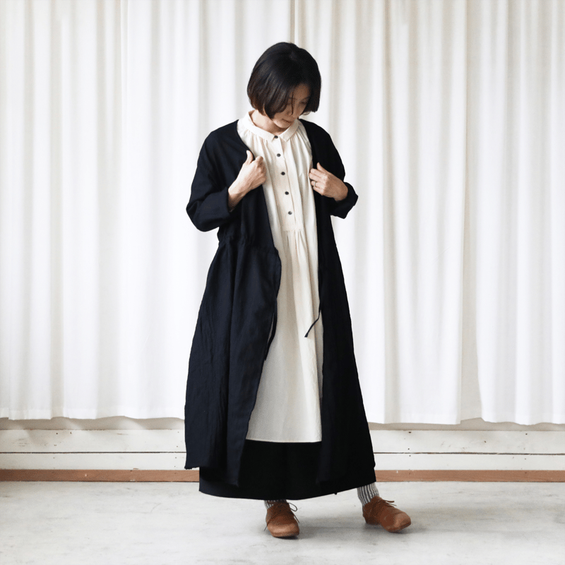 ウォッシャブルウールカシュクールワンピース（ブラック）【レディス