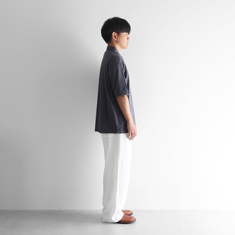 HUIS in house］SUVIN COTTONビッグポロカットソー（ダークグレー）【ユ