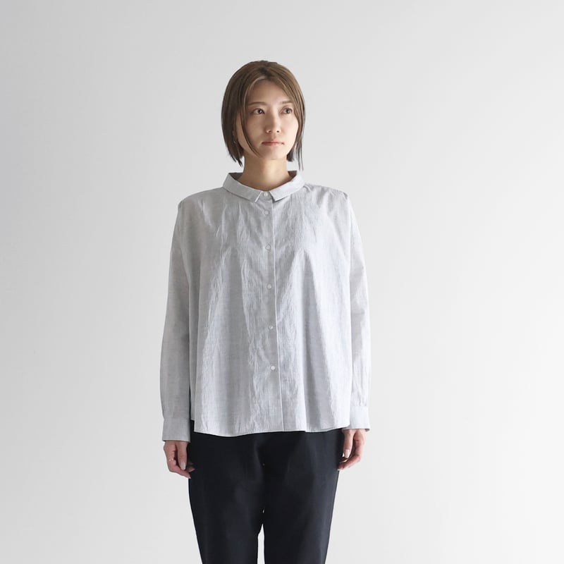 コードレーンワイドブラウスL(トップ糸グレーストライプ）【レディス