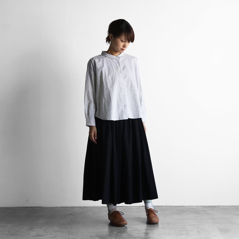 【HUIS.】U102　コードレーンワイドブラウス コードレーンワイドブラウス（トップ糸グレーストライプ