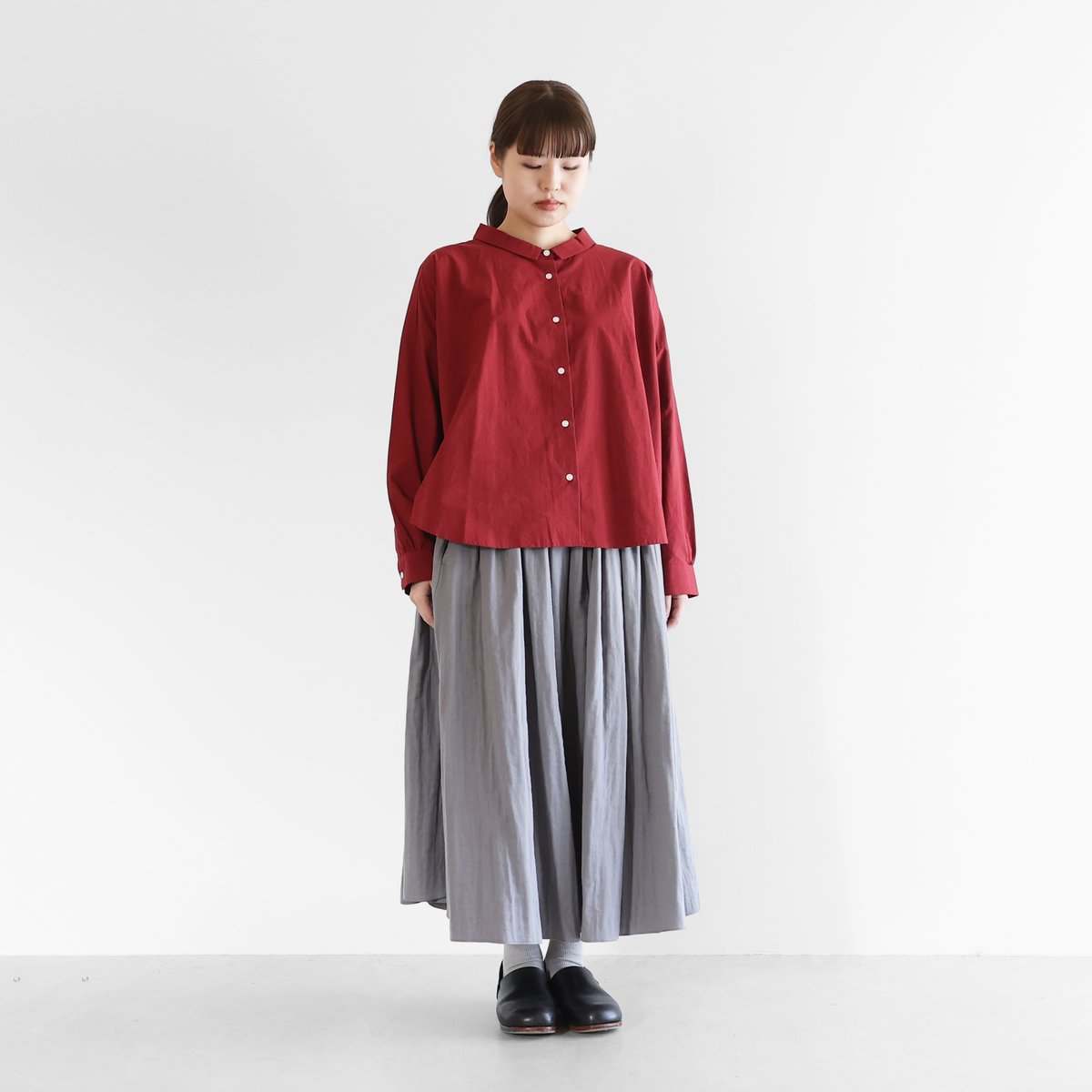 HUIS. スカート　お値下げしました やわらかコットンスカートパンツ（ダークネイビー）【ユニ