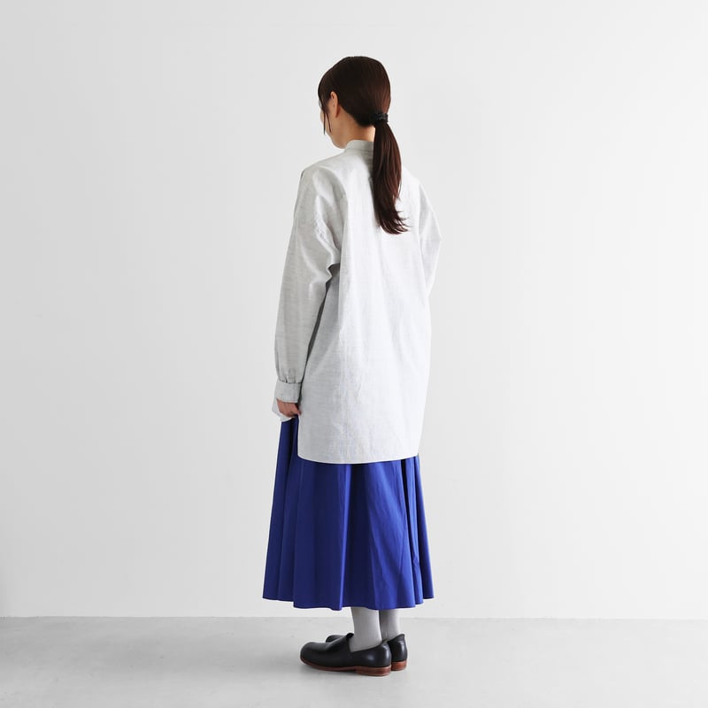 コードレーンバンドカラーオーバーシャツ（トップ糸グレー）【ユニ