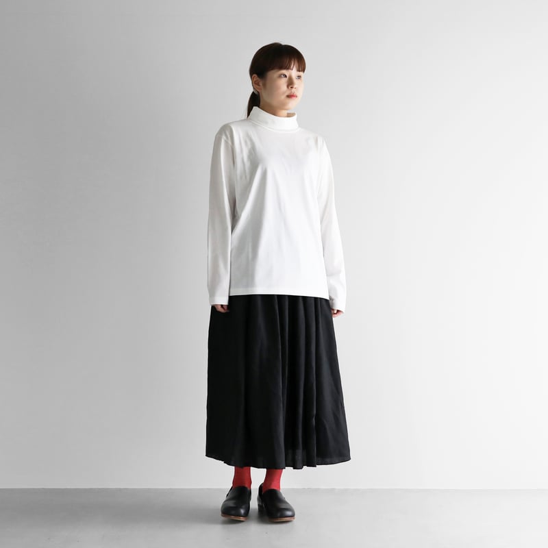 【新品】HUIS in house SUVIN COTTON 半袖ポロカットソー HUIS in house］SUVIN COTTON長袖スクエアワイドカットソー（ブラック）