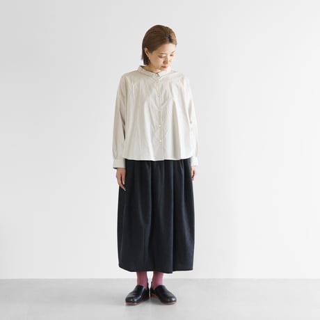 “HUIS×尾州”ウールトロコクーンスカート（ダークグレー）【レディス】U408