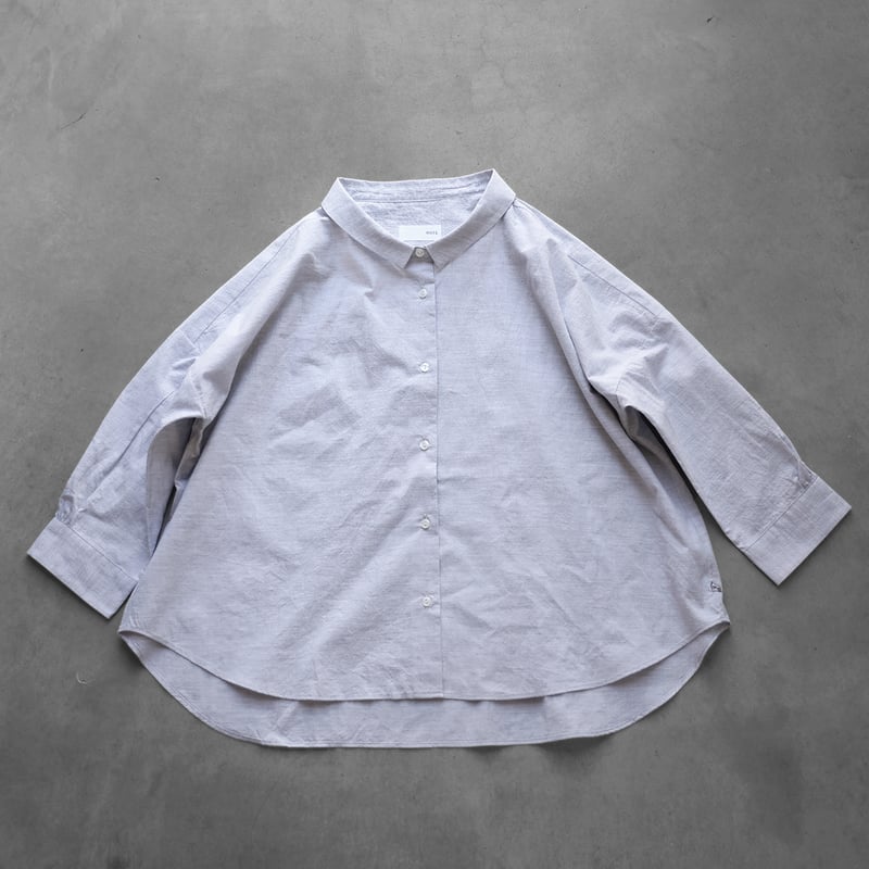 8分袖コードレーンワイドブラウス（トップ糸グレーストライプ