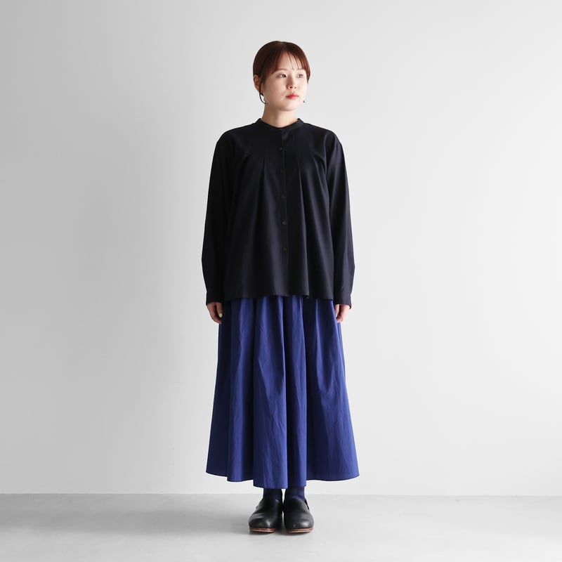 フランス綾タックブラウス（ダークネイビー）【レディス】U113 | HUIS