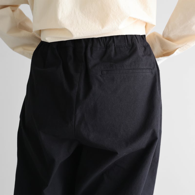 先染めバフクロスセミワイドパンツ（ブラック）【ユニセックス