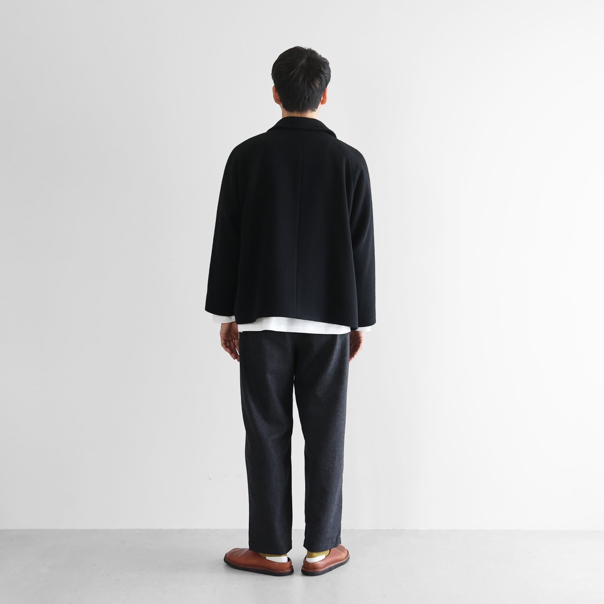 ＨＵＩＳ遠州織物 “HUIS×尾州”縮絨ウールフランネルワイドショートコート HUIS ハウス HUIS×尾州”縮絨ウールフランネルワイドショートコート