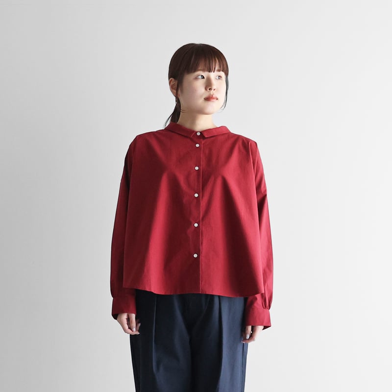 オーガニックコットンワイドブラウス（ダークレッド）【レディス
