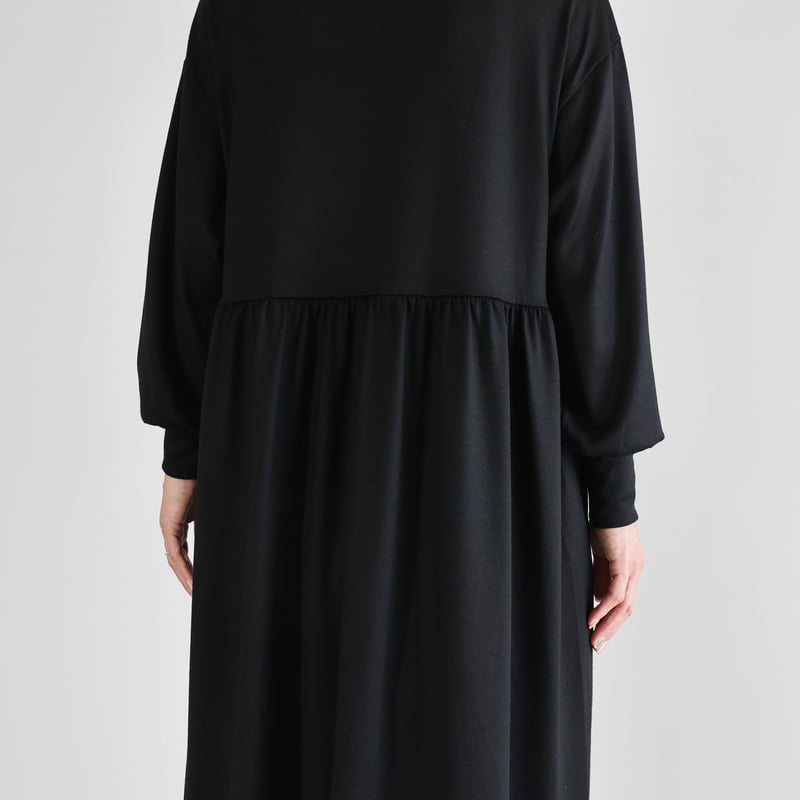 群言堂 メリノ天竺 カットソー 黒 HUIS in house］メリノオプティモウォッシャブルウール天竺