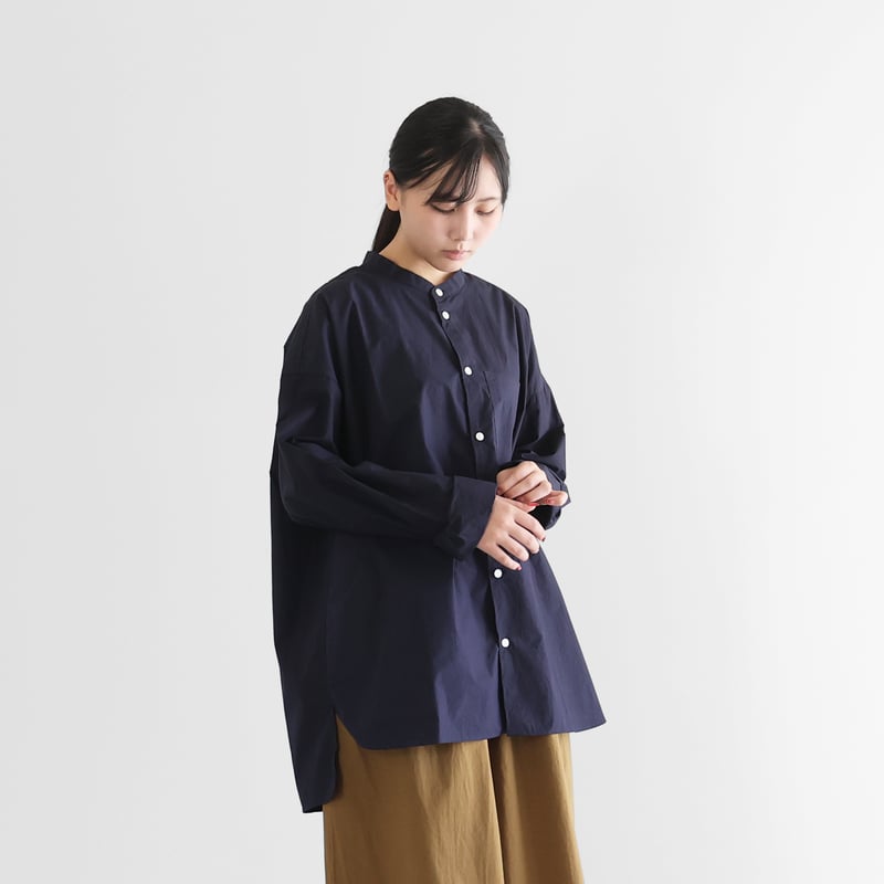 ばちばちタイプライタークロスバンドカラーオーバーシャツL（ダーク